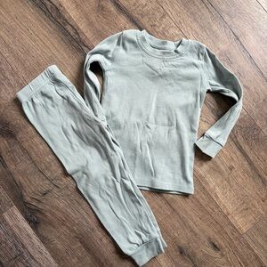 Kids Thermal Pajama Set in Sage Green